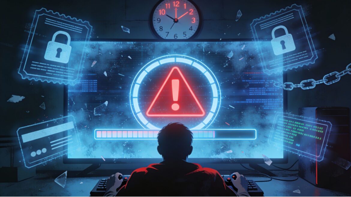 Symbolic representation of League of Legends login failure caused by expired SSL certificate during new year