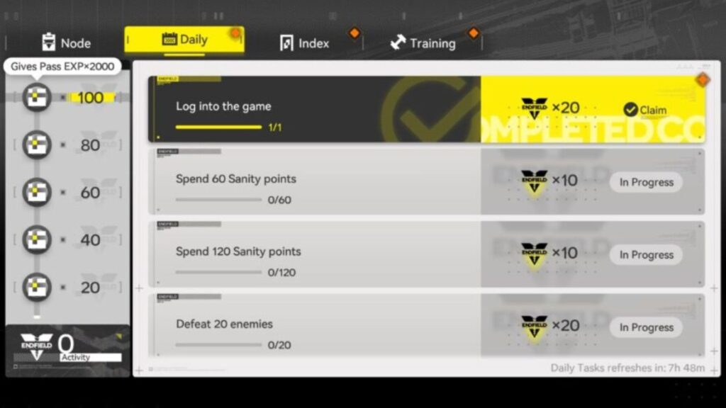 arknights: endfield daily activities and reset times