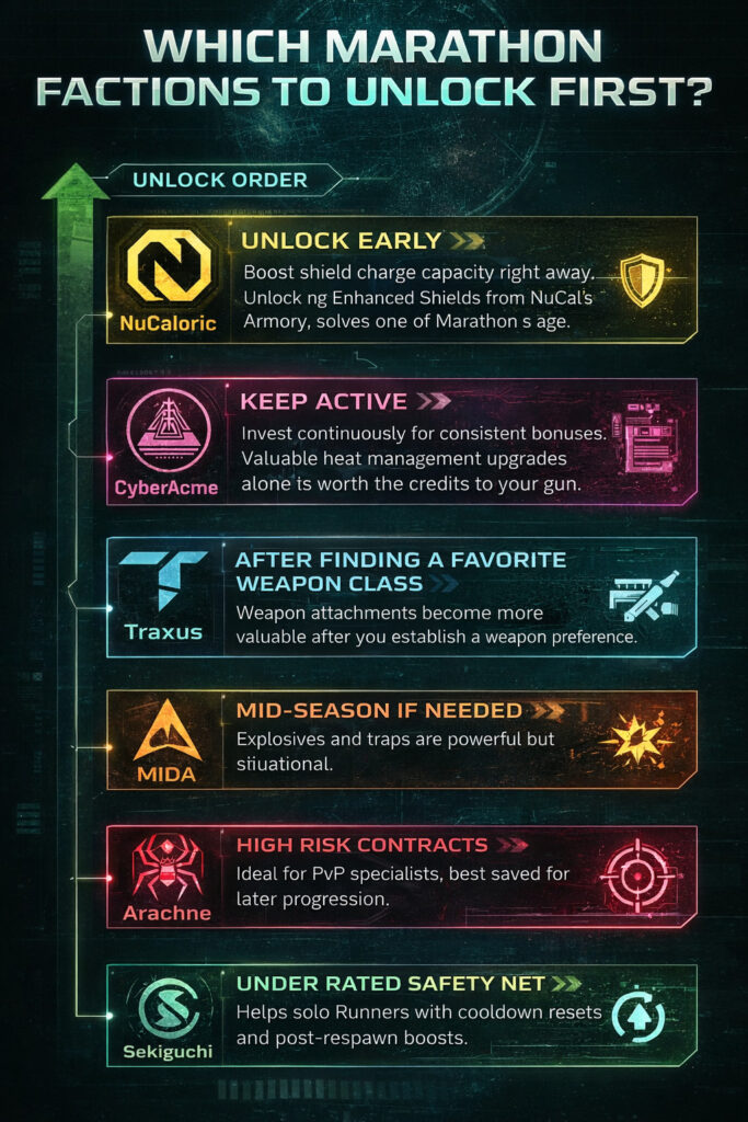 which marrathon factions to unlock first