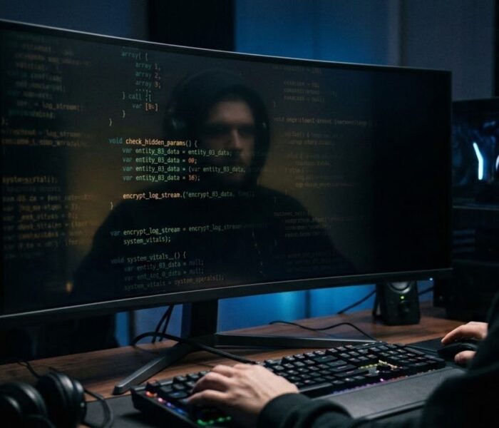 A game changelog on a monitor with faint hidden code lines emerging from the dark, symbolizing undocumented update changes.
